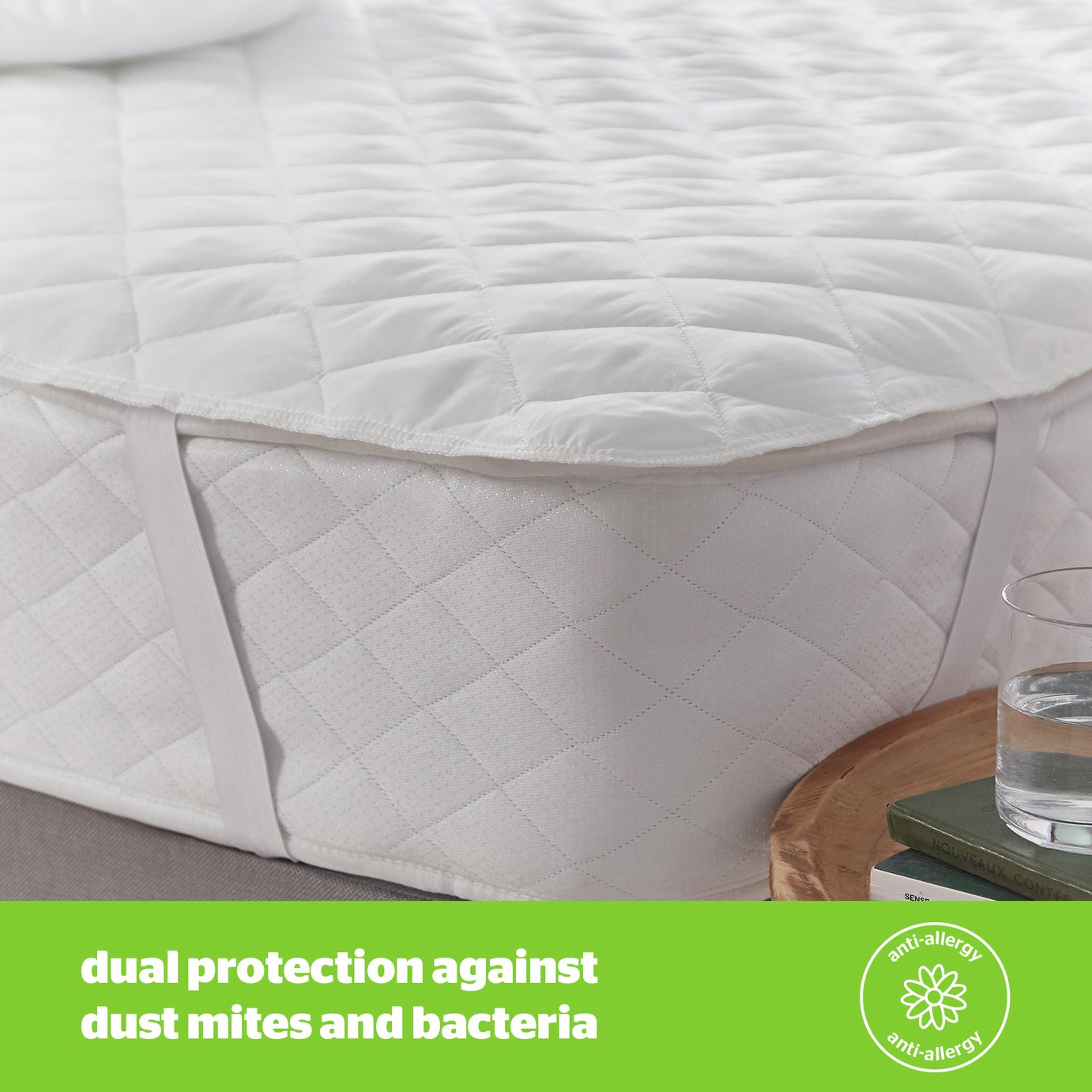 SLUMBERFLEECE QUILTED ANTI ALLERGY/BACTERIAL MATTRESS PROTECTOR SUPER KING SIZE